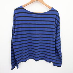 Levis Shirt Top Blouse Blue Black Stripes Striped Long Sleeve Boat Neck Size M